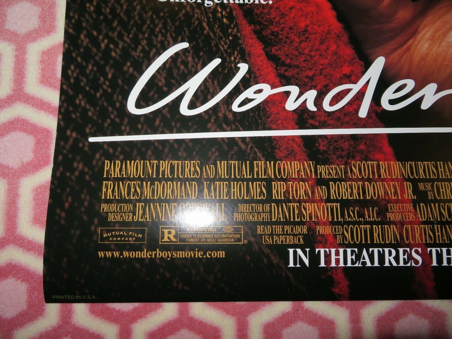 WONDER BOYS US ONE SHEET ROLLED POSTER MICHAEL DOUGLAS 2000 Movie posters