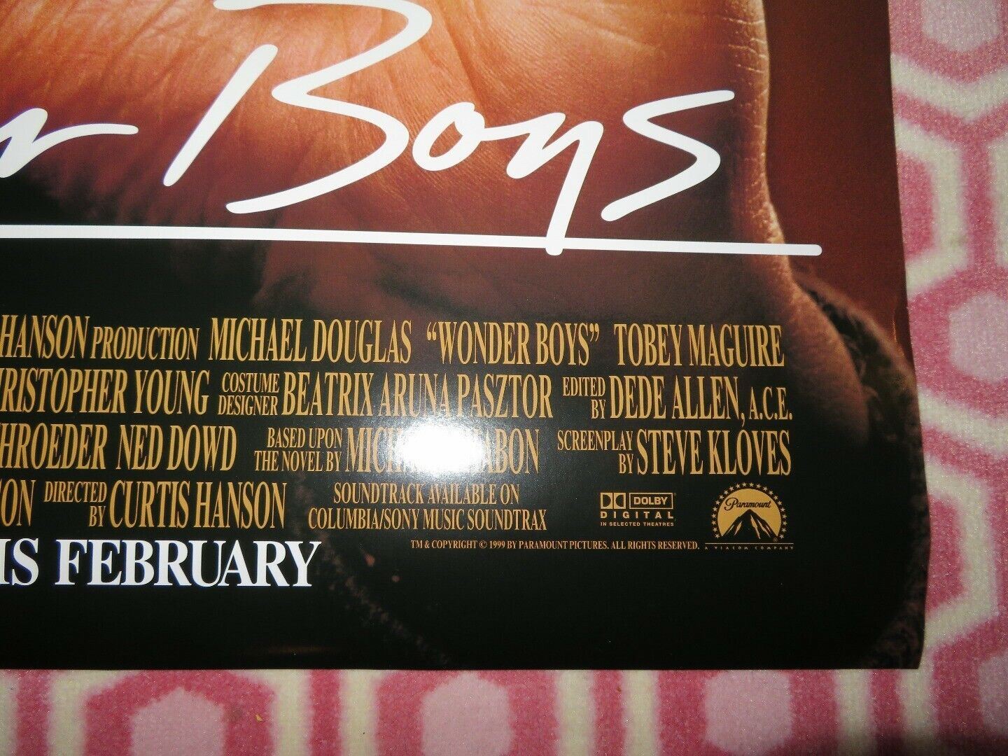 WONDER BOYS US ONE SHEET ROLLED POSTER MICHAEL DOUGLAS 2000 Movie posters