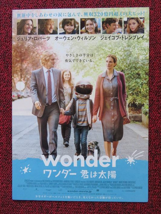 WONDER JAPANESE CHIRASHI (B5) POSTER OWEN WILSON JULIA ROBERTS 2017 Rendezvous Cinema Movie posters