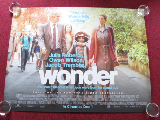 WONDER UK QUAD (30"x 40") ROLLED POSTER OWEN WILSON JACOB TREMBLAY 2017 Rendezvous Cinema Movie posters