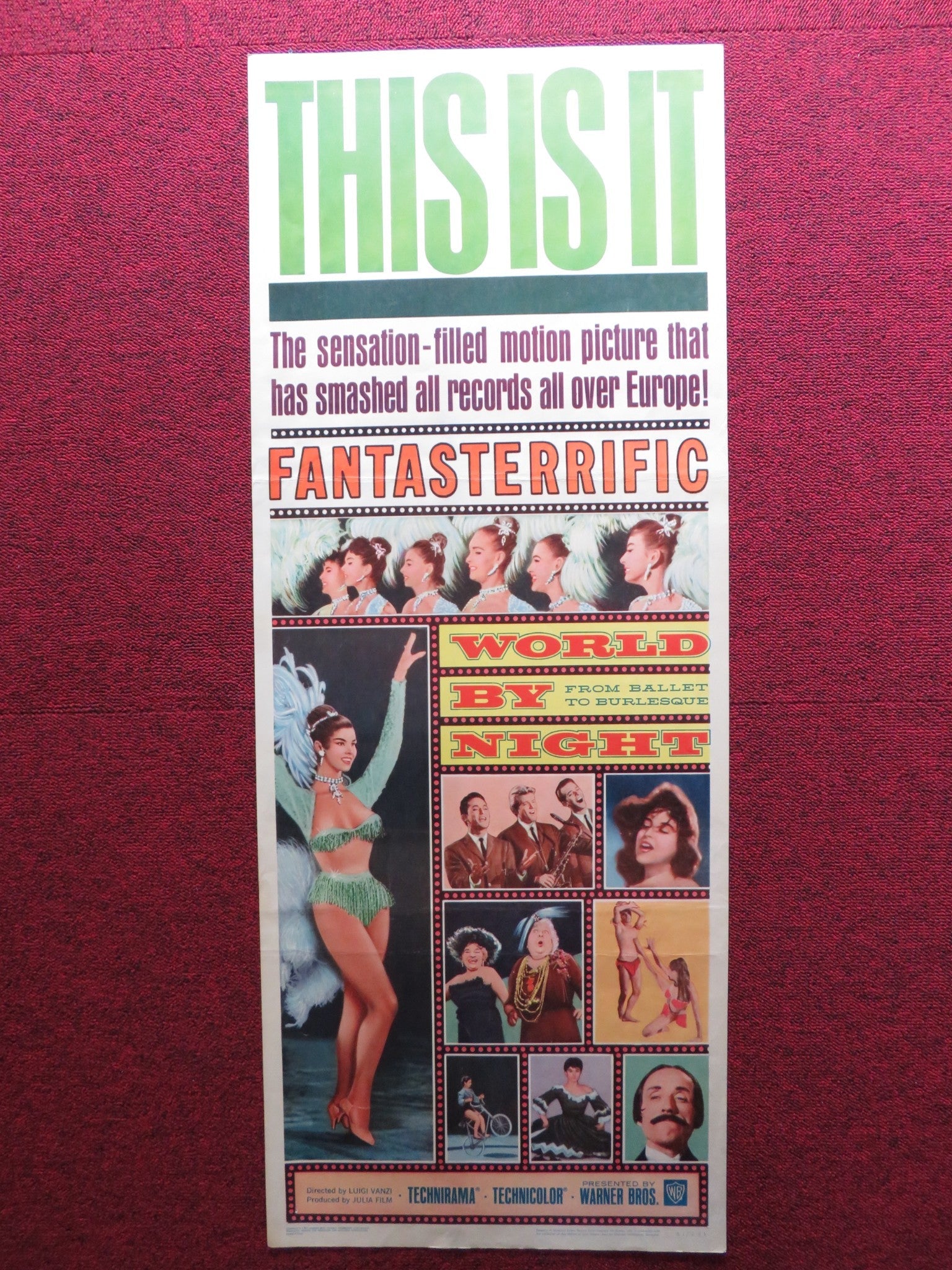 WORLD BY NIGHT US INSERT (14"x 36") POSTER LUIGI VANZI 1961 Rendezvous Cinema Movie posters