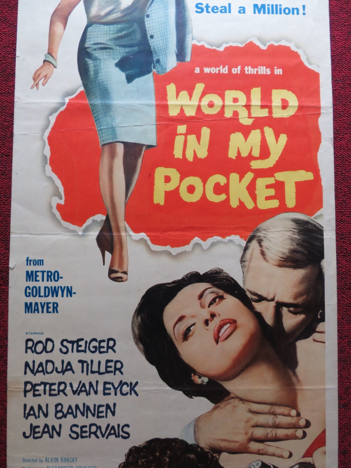 WORLD IN MY POCKET US INSERT (14"x 36") POSTER ROD STEIGER NADJA TILLER 1962 Rendezvous Cinema Movie posters