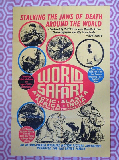 WORLD SAFARI US ONE SHEET POSTER RON HAYES FOOTAGE BIG GAME HUNTING Movie posters