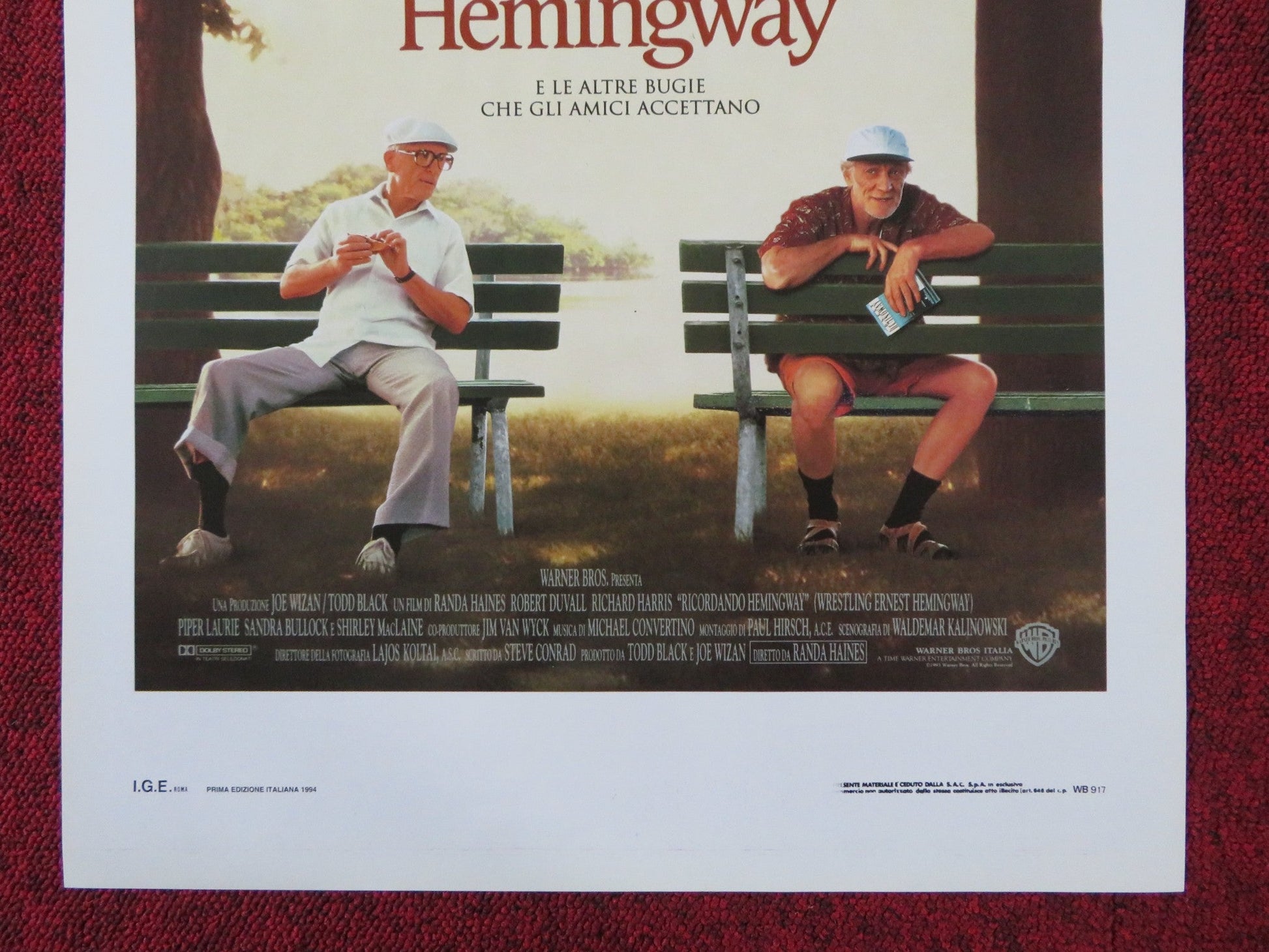 WRESTLING ERNEST HEMINGWAY ITALIAN LOCANDINA POSTER ROBERT DUVALL R. HARRIS 1994 Rendezvous Cinema Movie posters