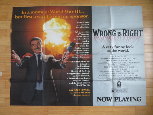 WRONG IS RIGHT US SUBWAY POSTER SEAN CONNERY 1982 Rendezvous Cinema Movie posters
