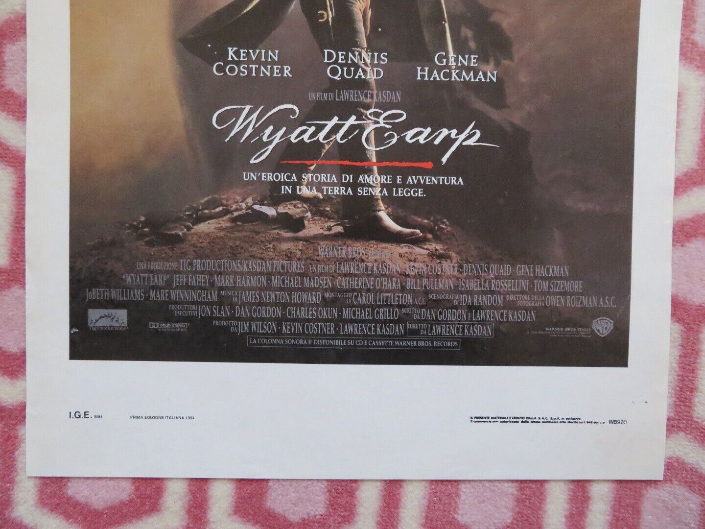 WYATT EARP ITALIAN LOCANDINA (27.5"x13") POSTER COSTNER QUAID 1994 Movie posters