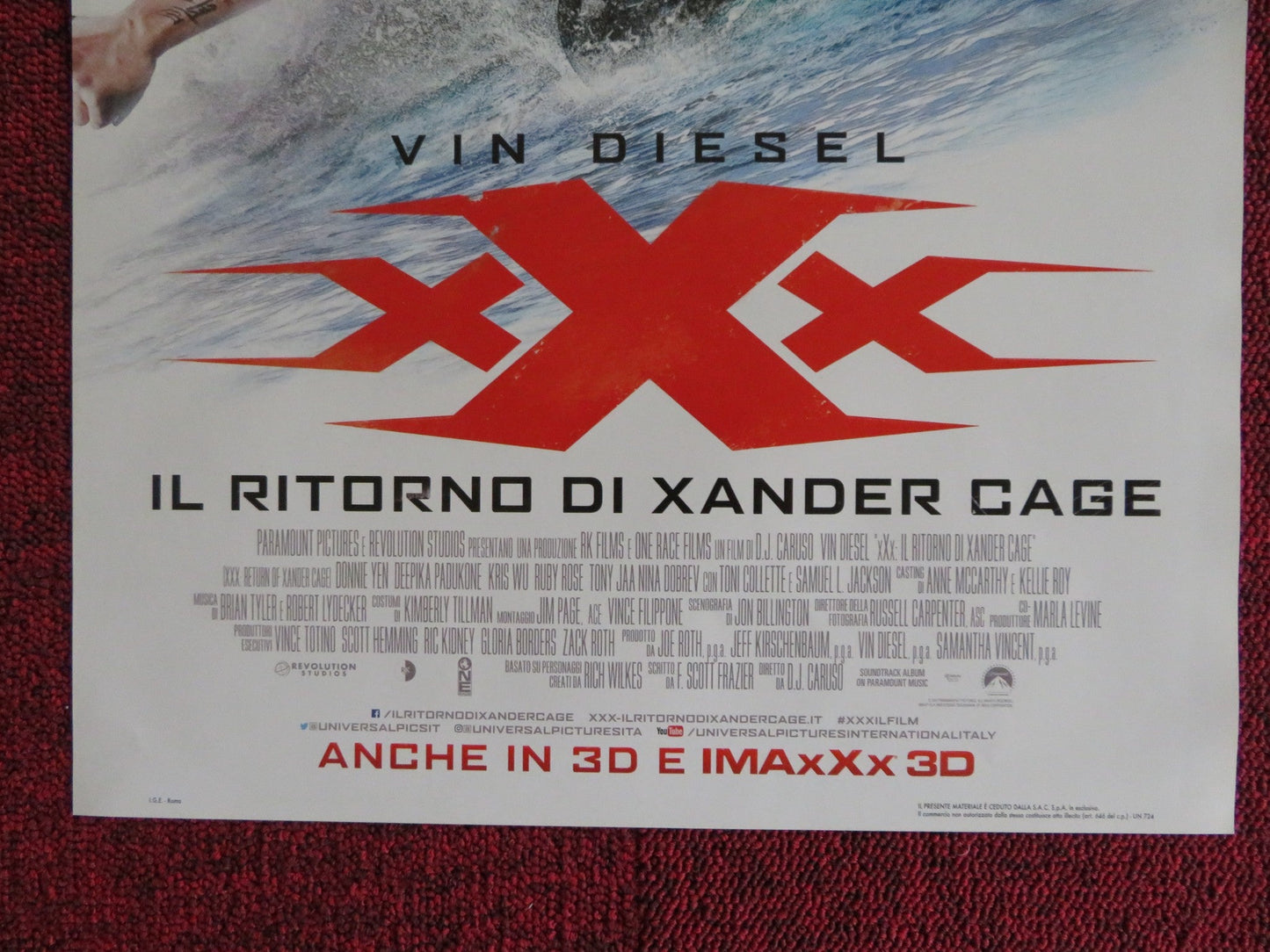 XXX: RETURN OF XANDER CAGE ITALIAN LOCANDINA POSTER VIN DIESEL DONNIE YEN 2017 Rendezvous Cinema Movie posters