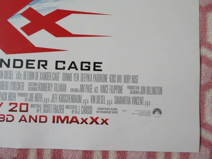 XXX: RETURN OF XANDER CAGE US ONE SHEET ROLLED POSTER VIN DIESEL 2017 Movie posters
