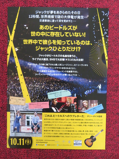 YESTERDAY JAPANESE CHIRASHI (B5) POSTER HIMESH PATEL LILY JAMES 2019 Rendezvous Cinema Movie posters