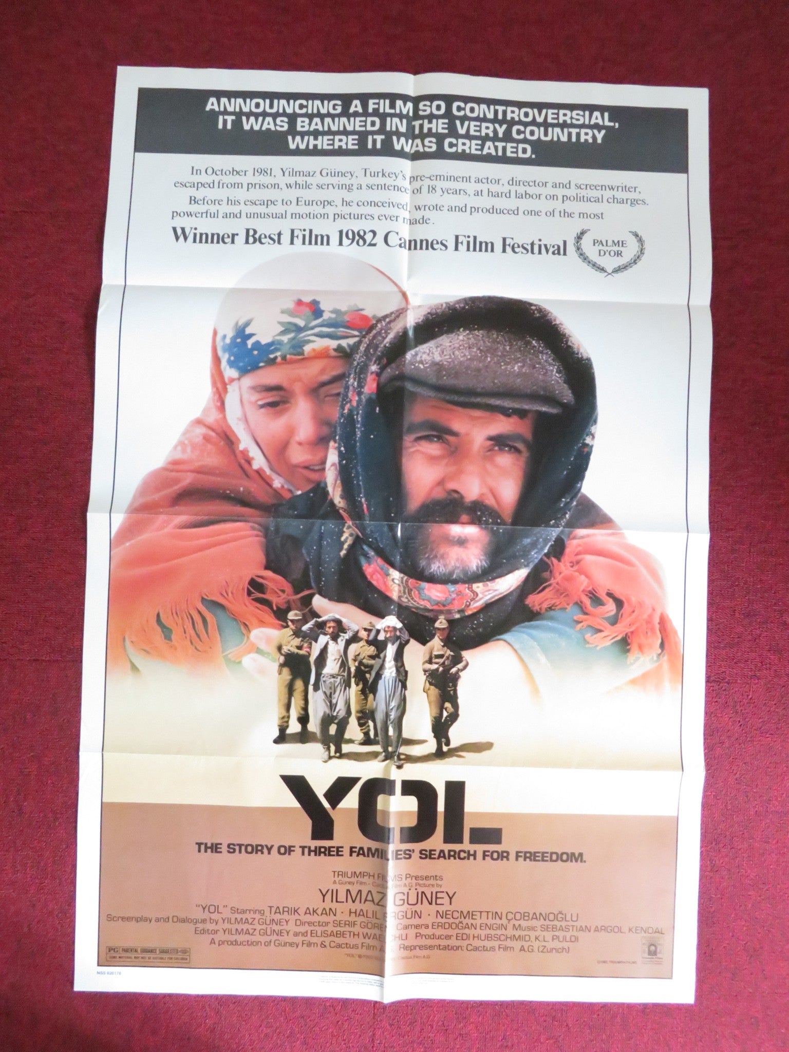 YOL / THE ROAD FOLDED US ONE SHEET POSTER TARIK AKAN SERIF SEZER 1982 Rendezvous Cinema Movie posters