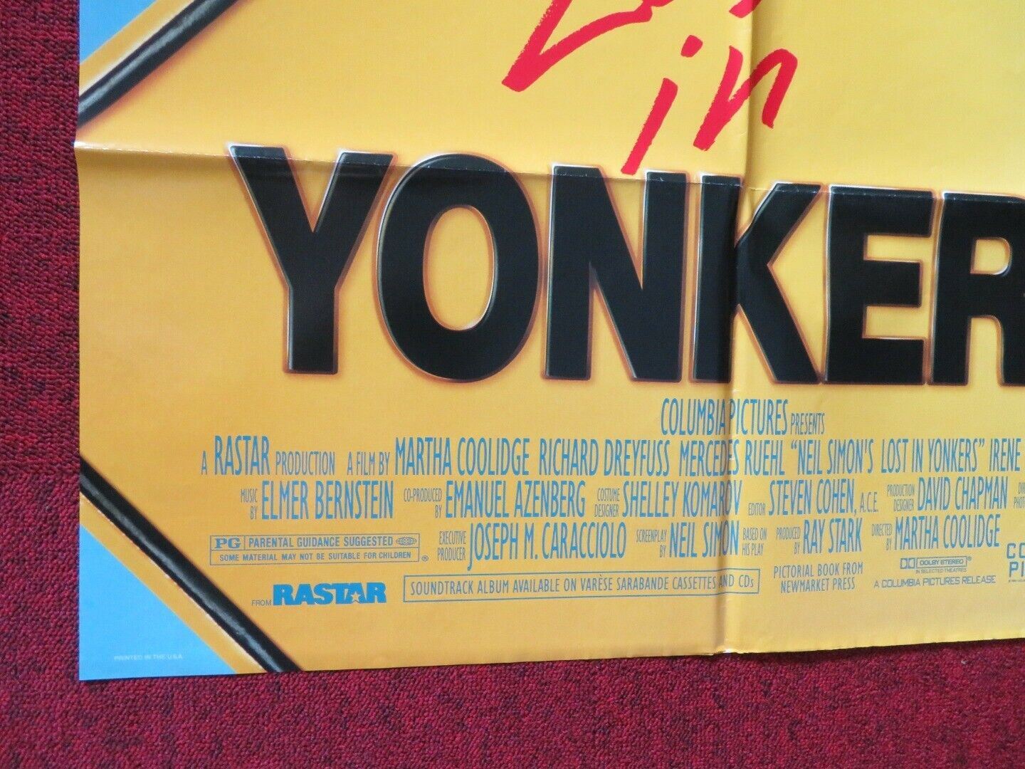 YONKERS FOLDED US ONE SHEET POSTER RICHARD DREYFUSS MERCEDE RUEHL 1993 Movie posters