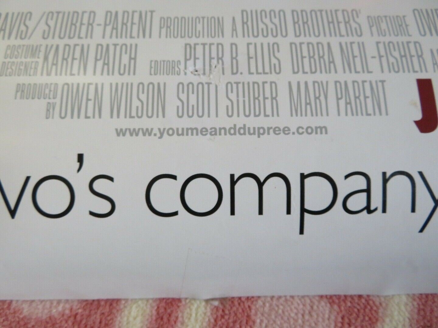 YOU, ME AND DUPREE US ONE SHEET ROLLED POSTER OWEN WILSON KATE HUDSON 2006 Movie posters