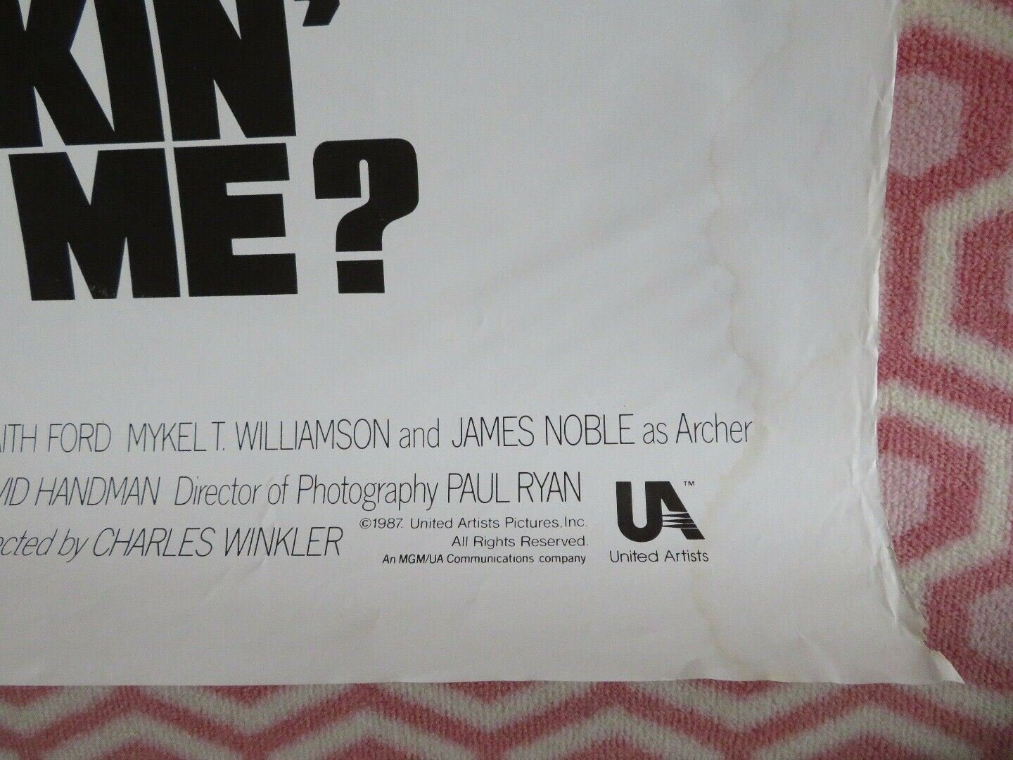 YOU TALKIN' TO ME? ONE SHEET ROLLED POSTER JIM YOUNGS 1987 Movie posters