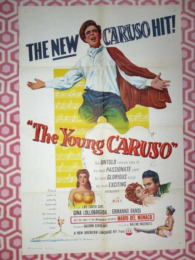 YOUNG CARUSO US ONE SHEET POSTER GINA LOLLOBRIGIBA 1953 Rendezvous Cinema Movie posters