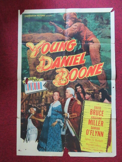YOUNG DANIEL BOONE FOLDED US ONE SHEET POSTER DAVID BRUCE KRISTINE MILLER 1950 Movie posters