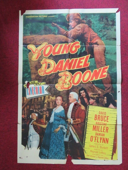 YOUNG DANIEL BOONE FOLDED US ONE SHEET POSTER DAVID BRUCE KRISTINE MILLER 1950 Movie posters