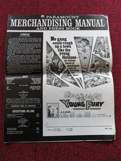 YOUNG FURY UNCUT US PRESSBOOK RORY CALHOUN VIRGINIA MAYO 1964 Rendezvous Cinema Movie posters