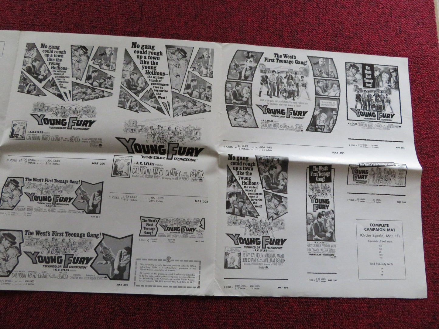 YOUNG FURY UNCUT US PRESSBOOK RORY CALHOUN VIRGINIA MAYO 1964 Rendezvous Cinema Movie posters