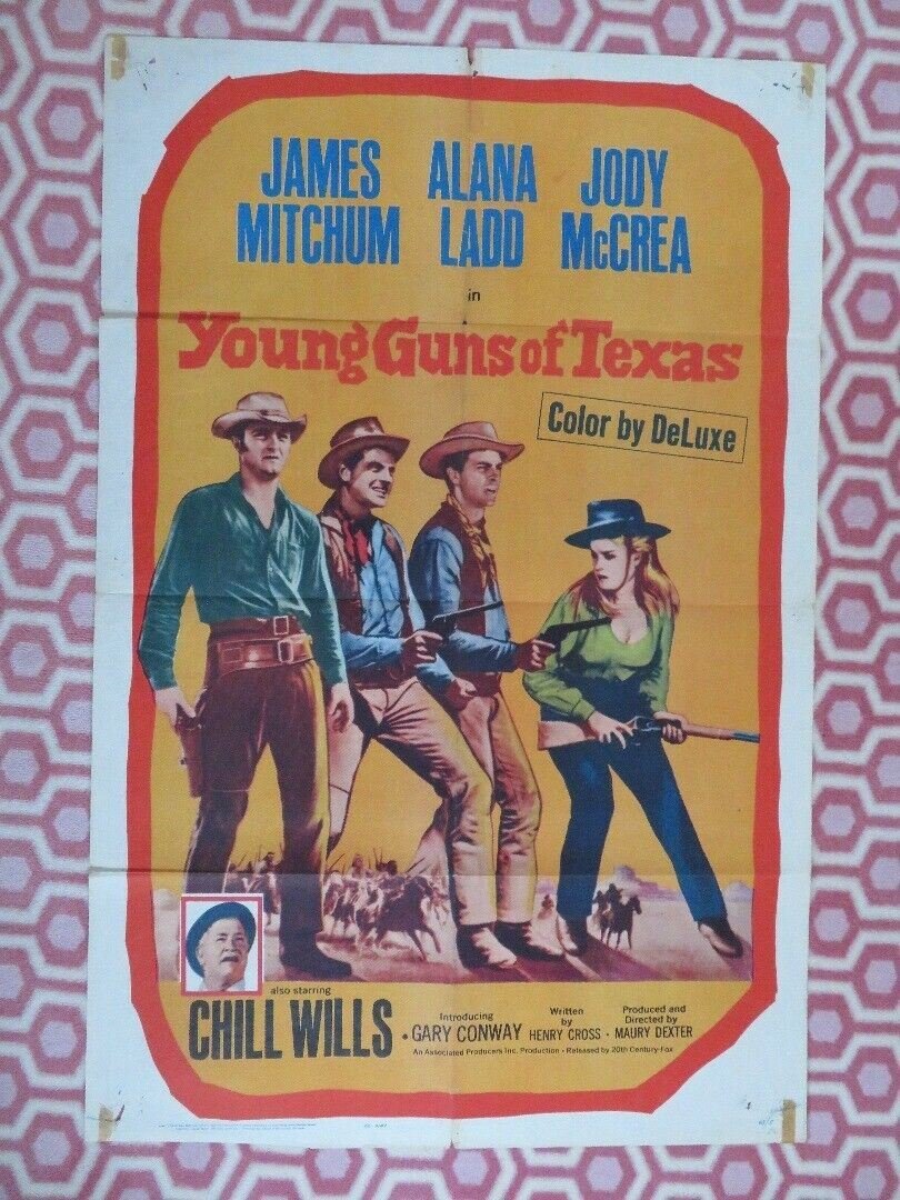 YOUNG GUNS OF TEXAS US ONE SHEET (27 x 41) POSTER JAMES MITCHUM ALANA LADD 1962 Movie posters