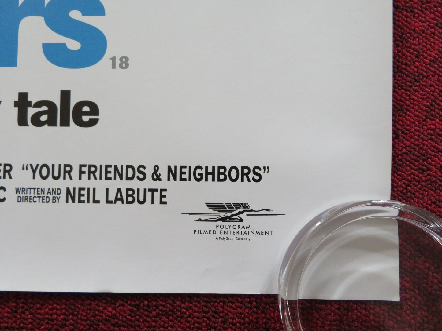 YOUR FRIENDS AND NEIGHBORS UK QUAD (30"x 40") ROLLED POSTER AMY BRENNEMAN 1998 Rendezvous Cinema Movie posters