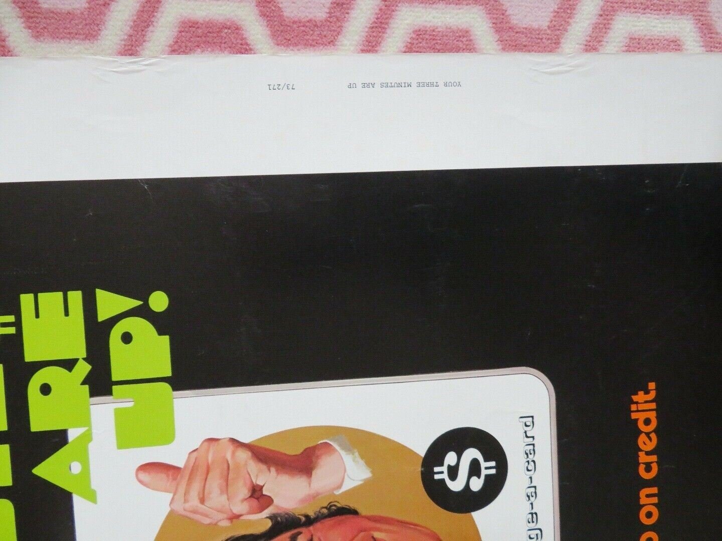 YOUR THREE MINUTES ARE UP 30"x 40" ON CARD ROLLED POSTER BEAU BRIDGES 1973 Movie posters