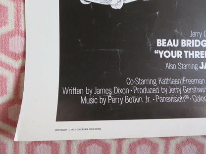 YOUR THREE MINUTES ARE UP 30"x 40" ON CARD ROLLED POSTER BEAU BRIDGES 1973 Movie posters