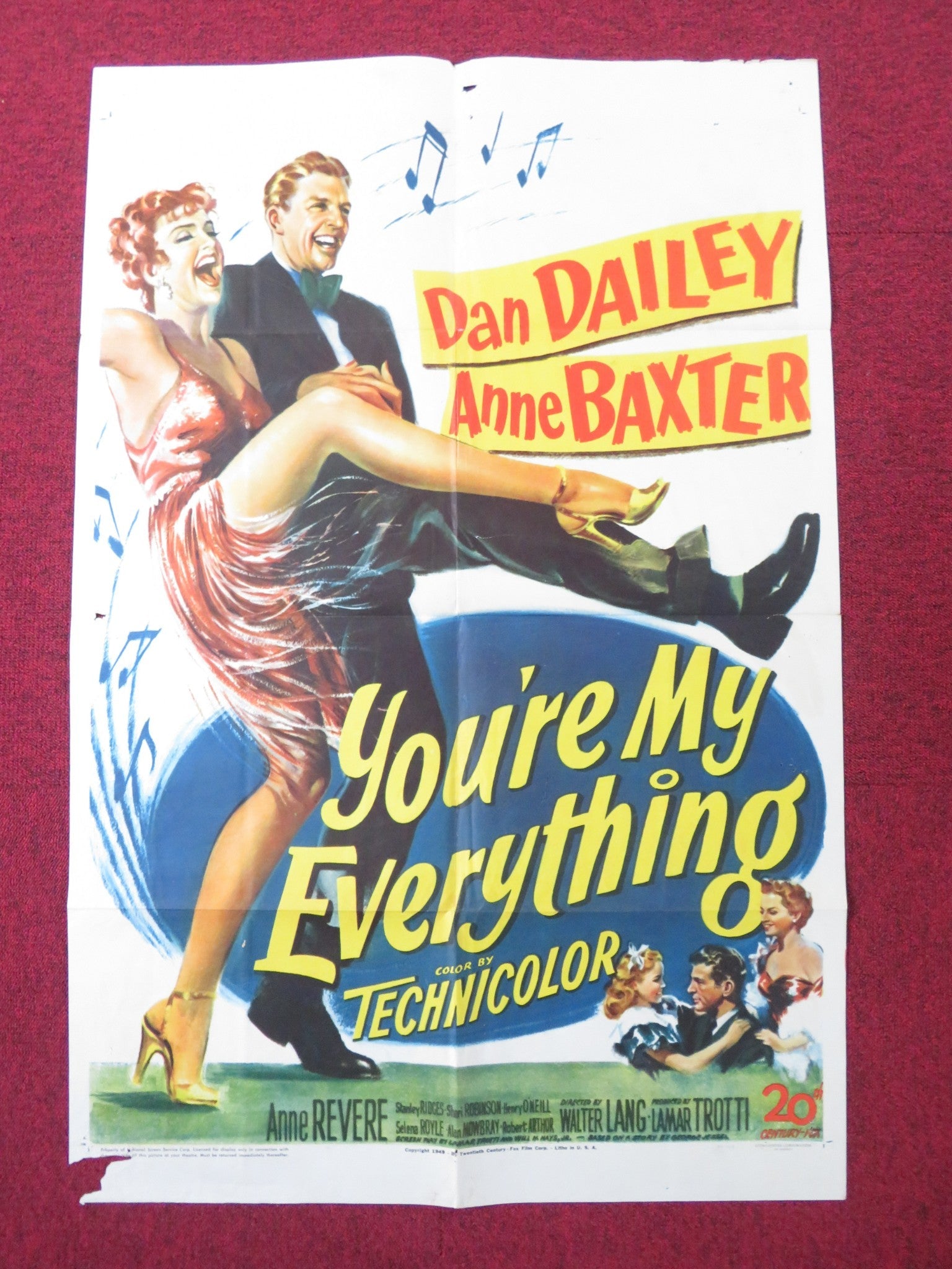 YOU'RE MY EVERYTHING FOLDED US ONE SHEET POSTER DAN DALLEY ANNE BAXTER 1949 Rendezvous Cinema Movie posters