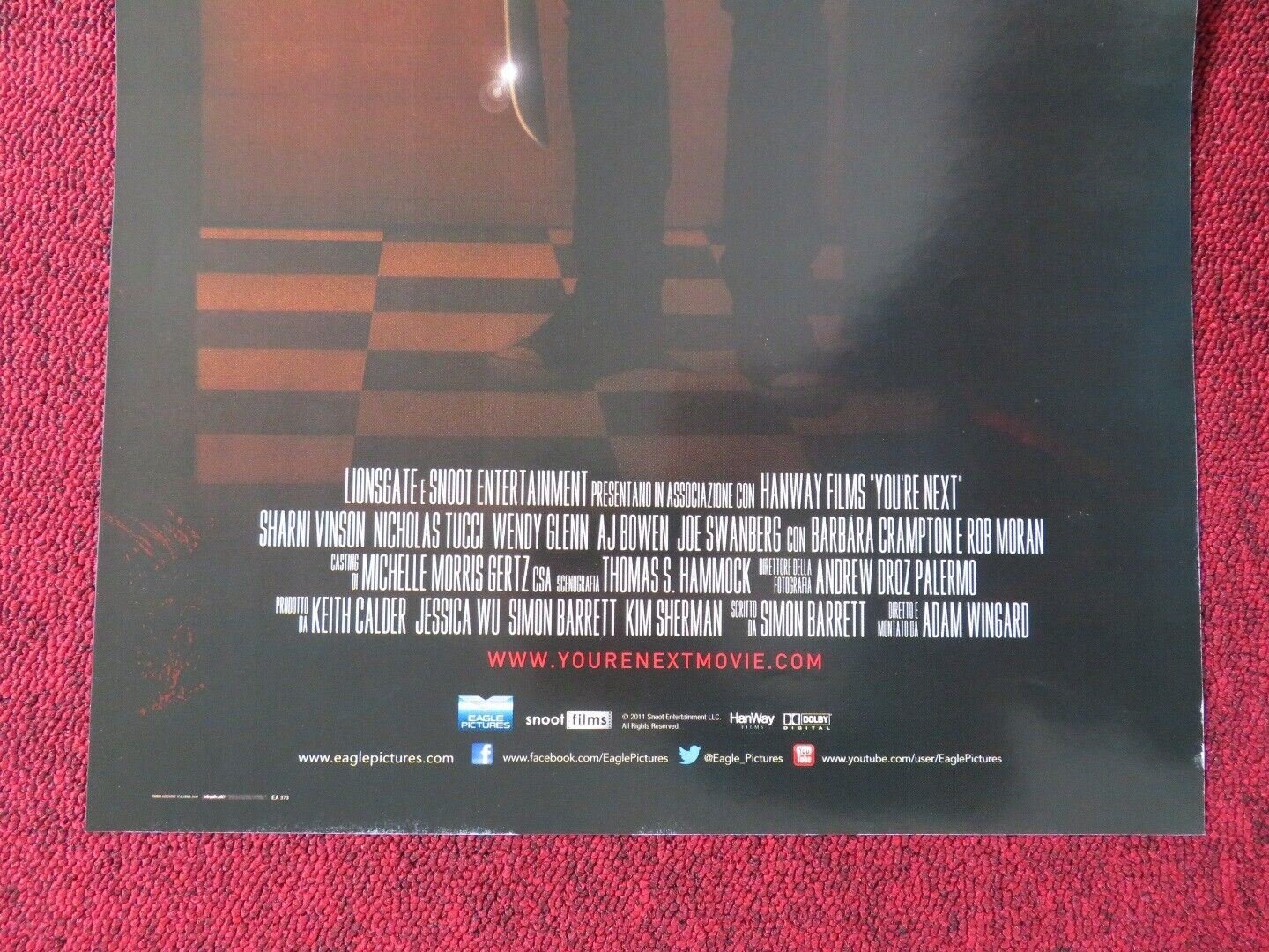 YOU'RE NEXT ITALIAN LOCANDINA (26.5"x12.5") POSTER ADAM WINGARD 2011 Movie posters