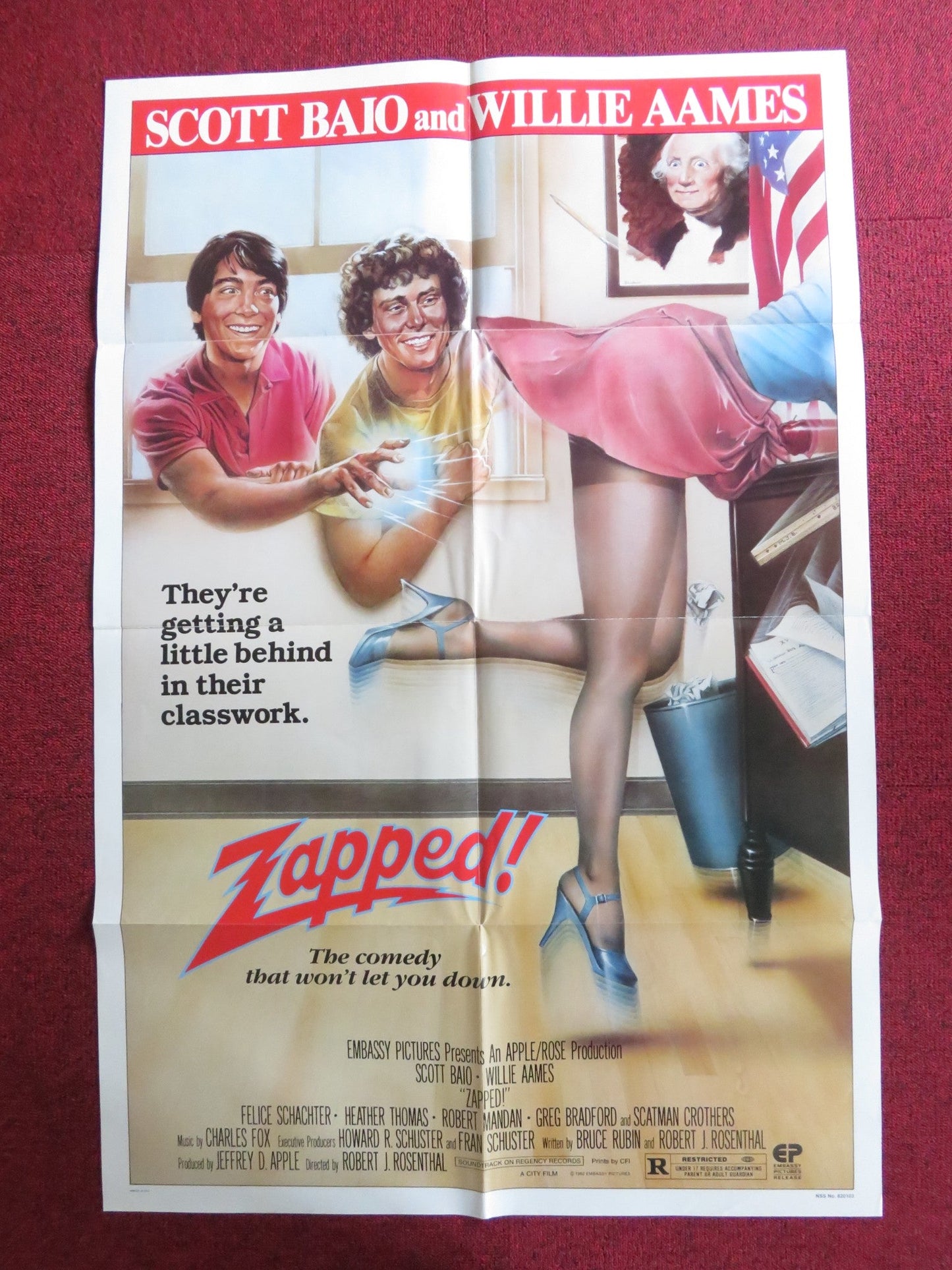 ZAPPED! FOLDED US ONE SHEET POSTER SCOTT BAIO WILLIE AAMES 1982 Rendezvous Cinema Movie posters