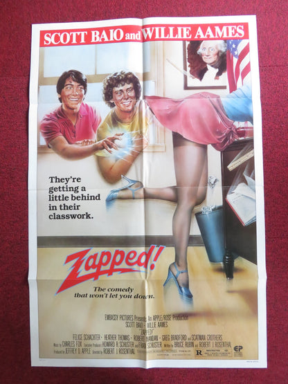 ZAPPED! FOLDED US ONE SHEET POSTER SCOTT BAIO WILLIE AAMES 1982 Rendezvous Cinema Movie posters