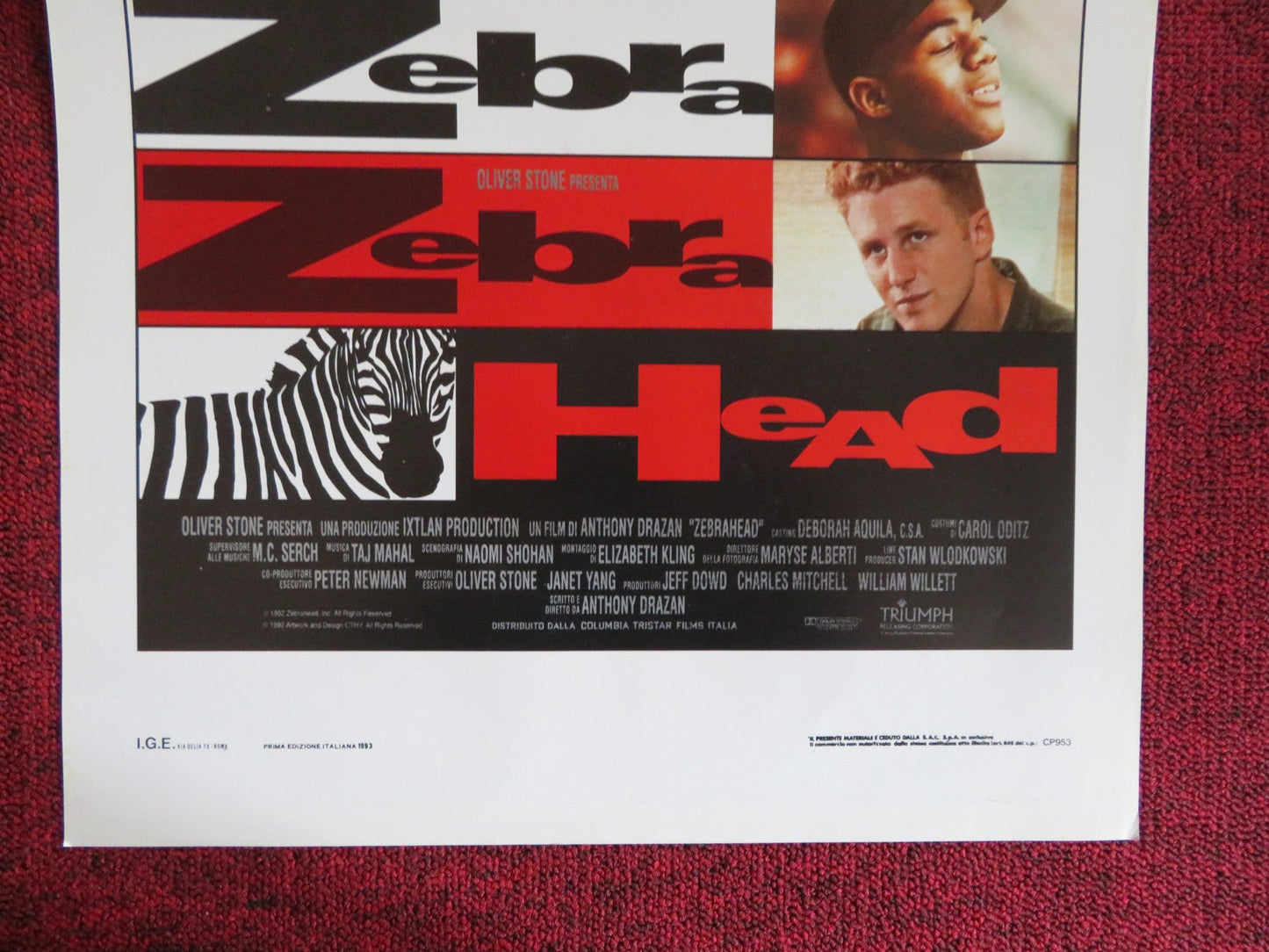 ZEBRAHEAD ITALIAN LOCANDINA POSTER MICHAEL RAPAPORT KEVIN CORRIGAN 1993 Rendezvous Cinema Movie posters