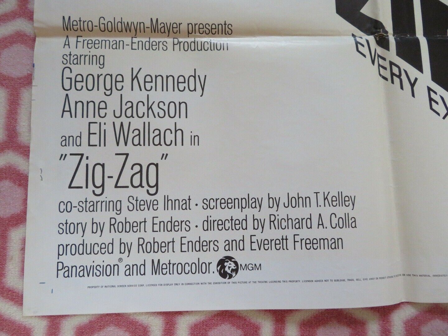 ZIG ZAG FOLDED US ONE SHEET POSTER GEORGE KENNEDY ANNE JACKSON 1970 - Rendezvous Cinema