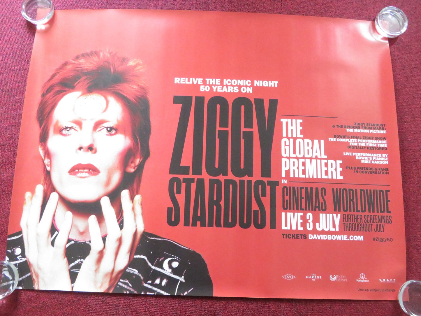 ZIGGY STARDUST AND THE SPIDERS FROM MARS UK QUAD (30"x 40") ROLLED POSTER R2023 Rendezvous Cinema Movie posters