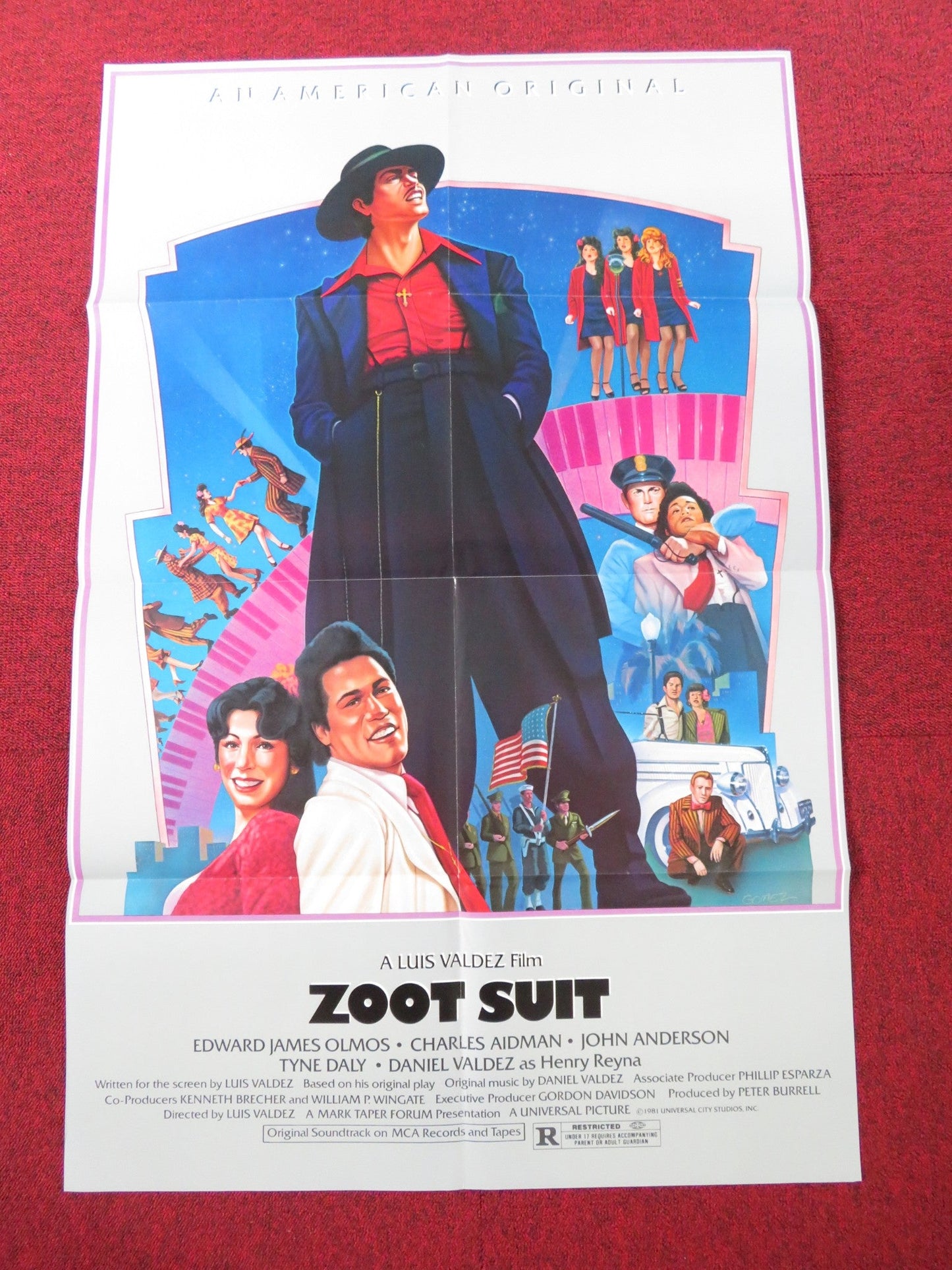 ZOOT SUIT FOLDED US ONE SHEET POSTER DANIEL VALDEZ EDWARD JAMES OLMOS 1981 Rendezvous Cinema Movie posters