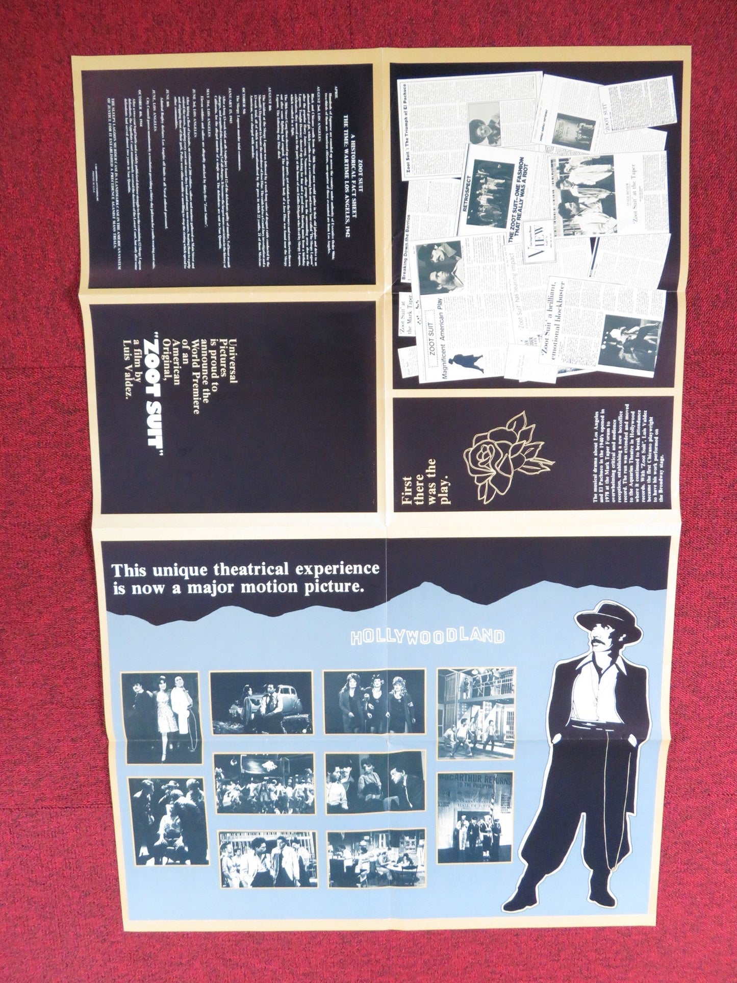 ZOOT SUIT FOLDED US ONE SHEET POSTER DANIEL VALDEZ EDWARD JAMES OLMOS 1981 Rendezvous Cinema Movie posters