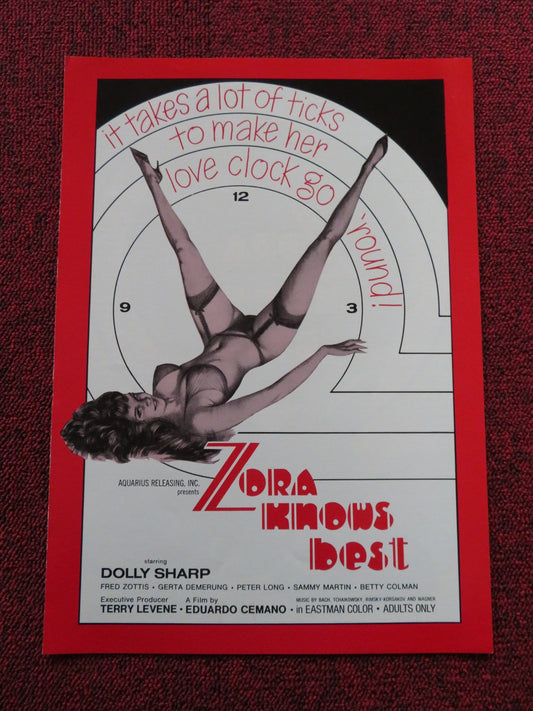 ZORA KNOWS BEST US PRESSBOOK - UNCUT DOLLY SHARP FRED ZOTTIS 1968 Rendezvous Cinema Movie posters