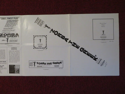 ZORBA THE GREEK UNCUT INTERNATIONAL CLASSICS FOLDED PRESS BOOK A. QUINN 1965 Rendezvous Cinema Movie posters
