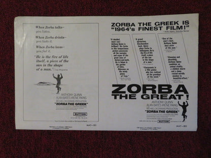 ZORBA THE GREEK UNCUT INTERNATIONAL CLASSICS FOLDED PRESS BOOK A. QUINN 1965 Rendezvous Cinema Movie posters