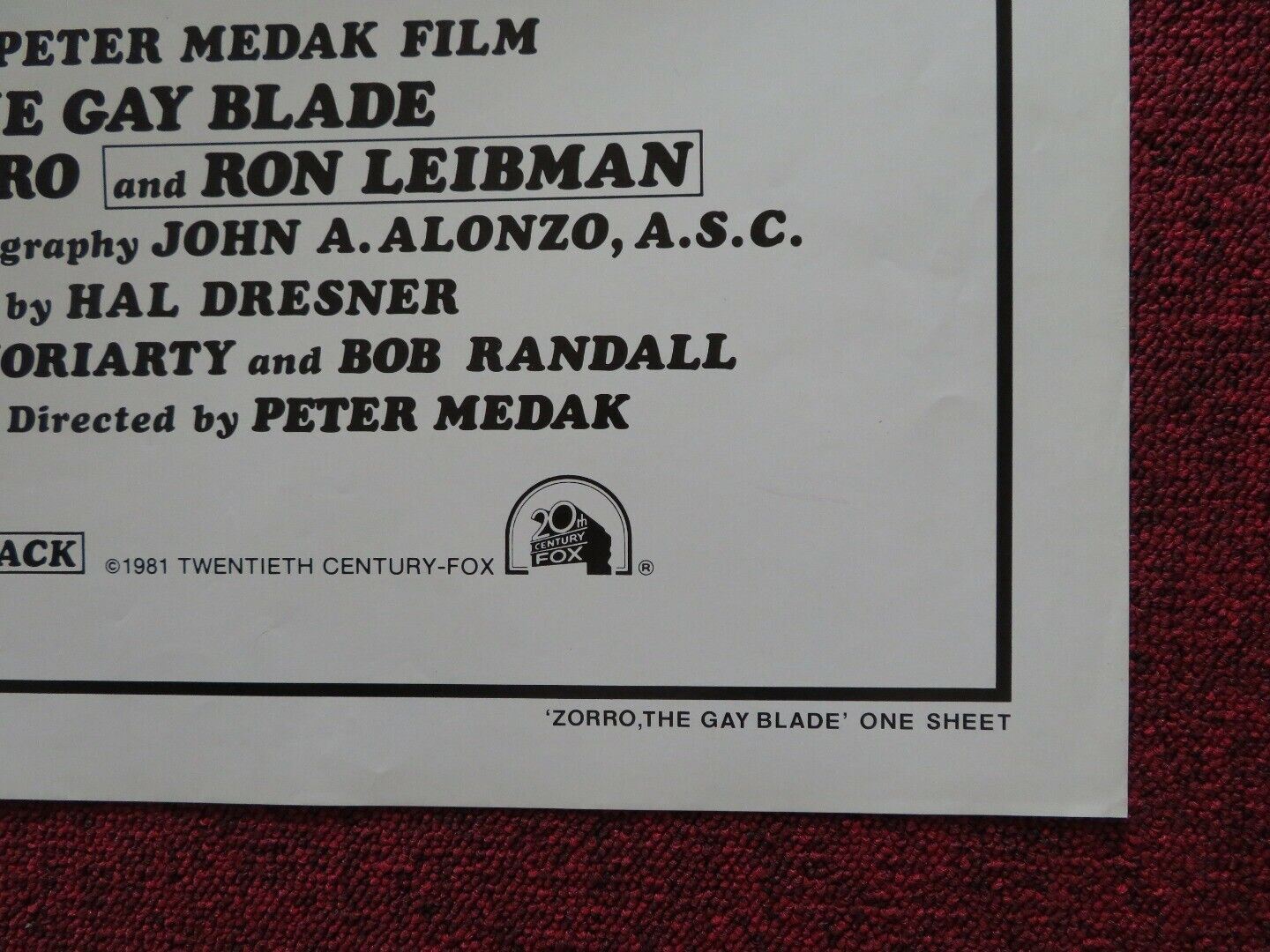 ZORRO, THE GAY BLADE FOLDED US ONE SHEET POSTER GEORGE H AMILTON 1981 - Rendezvous Cinema