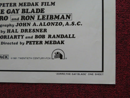 ZORRO, THE GAY BLADE FOLDED US ONE SHEET POSTER GEORGE H AMILTON 1981 - Rendezvous Cinema