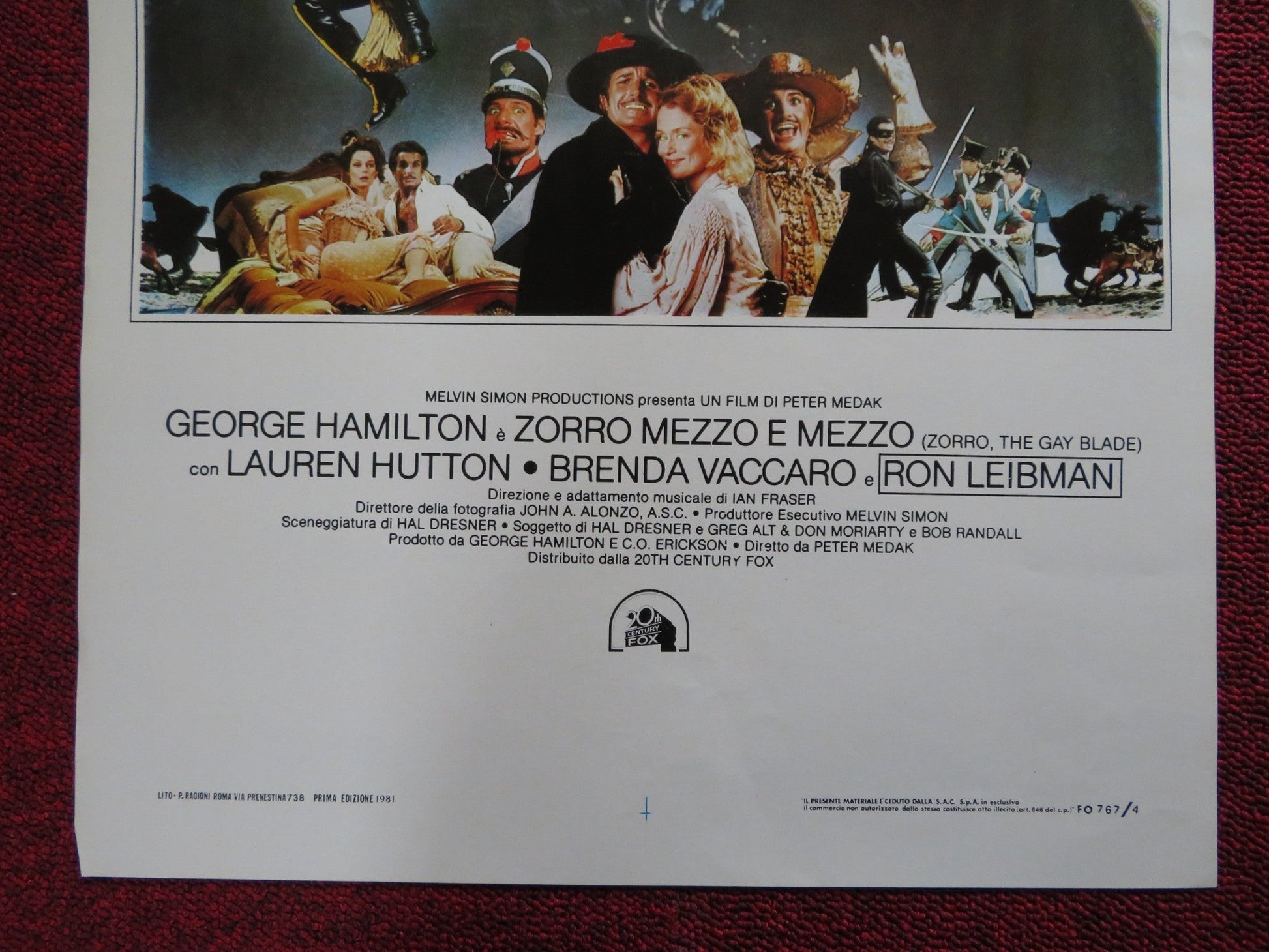 ZORRO: THE GAY BLADE ITALIAN LOCANDINA POSTER GEORGE HAMILTON L. HUTTON 1981 Rendezvous Cinema Movie posters